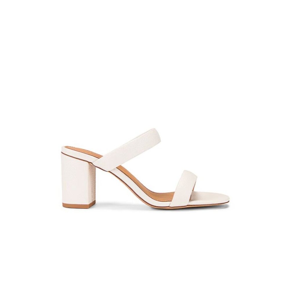 Soludos White Block Heel Mules